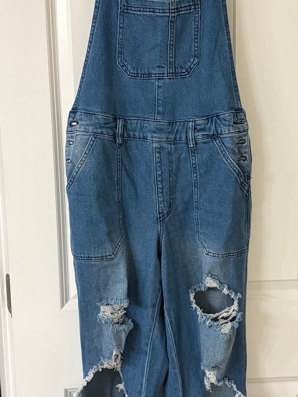 Rue21 Distressed Blue Denim Overalls